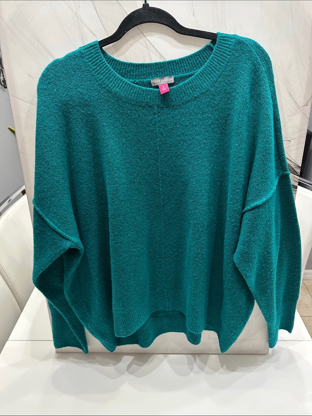 Vince Camuto Teal Green Slouchy Oversized Knit Sweater Size XL